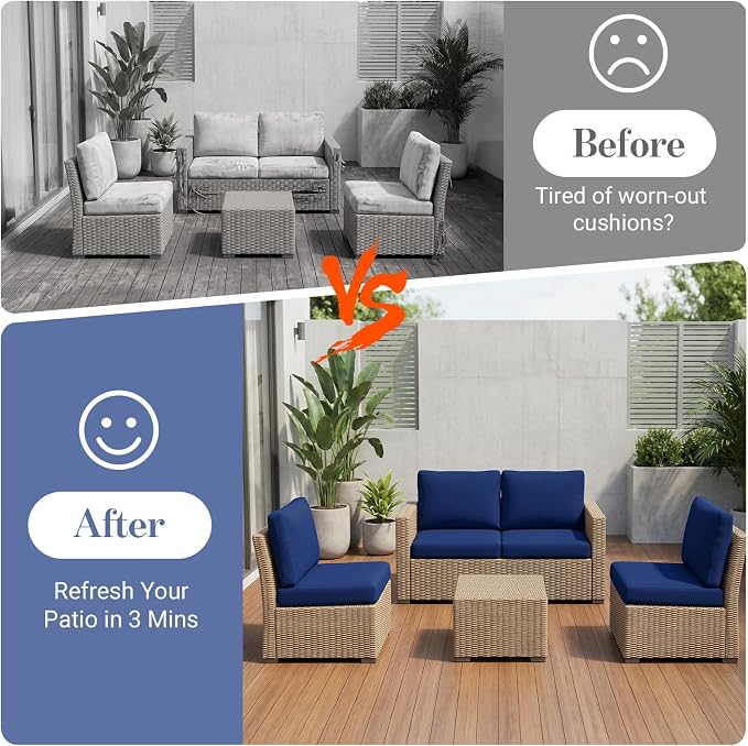8Pcs Patio Cushion Covers Stretch Outdoor Furniture Protector Slipcovers | - Image 4