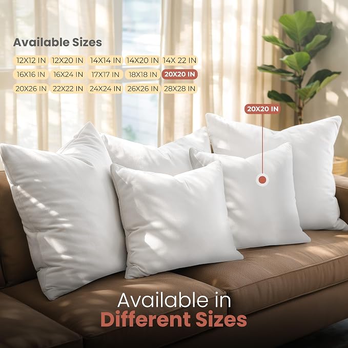 Utopia Bedding 20x20 Pillow Inserts, 2 Pack | Indoor cushion inserts - Image 6