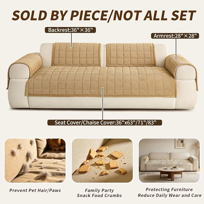 Velvet Couch Covers for Sectional Sofa Washable, Non-Slip L Shaped Sectional - Image 5