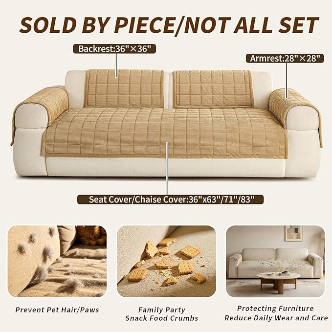 Velvet Couch Covers for Sectional Sofa Washable, Non-Slip L Shaped Sectional - Image 6