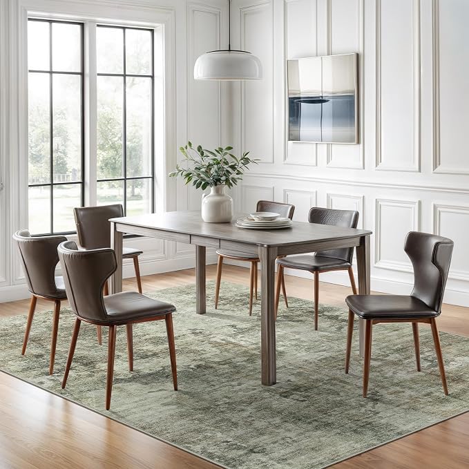 Soalmost Abstract Area Rug 6x9 for Living Room Washable Rugs Green Black | - Image 3