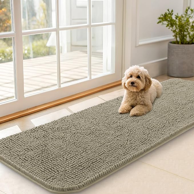 OLANLY Dog Door Mat for Muddy Paws 59x20, Super Absorbent Chenille Mud Mat | by OLANLY