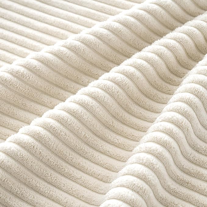 MIULEE Soft Corduroy Decorative Throw Pillow Covers Cream White 18x18 | Set of 4 - Image 3