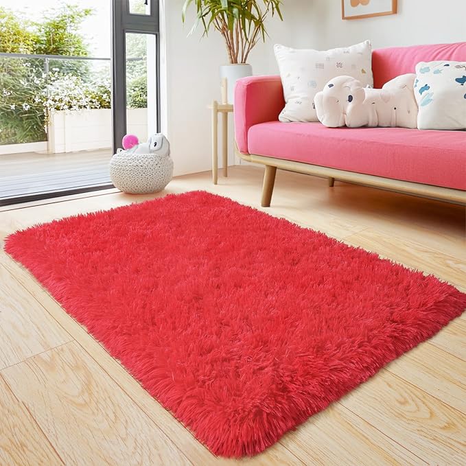 Pionblank Fluffy Small Rug for Bedroom 2x3 Feet, Shag Soft Area Rug, Furry Cute - Image 2