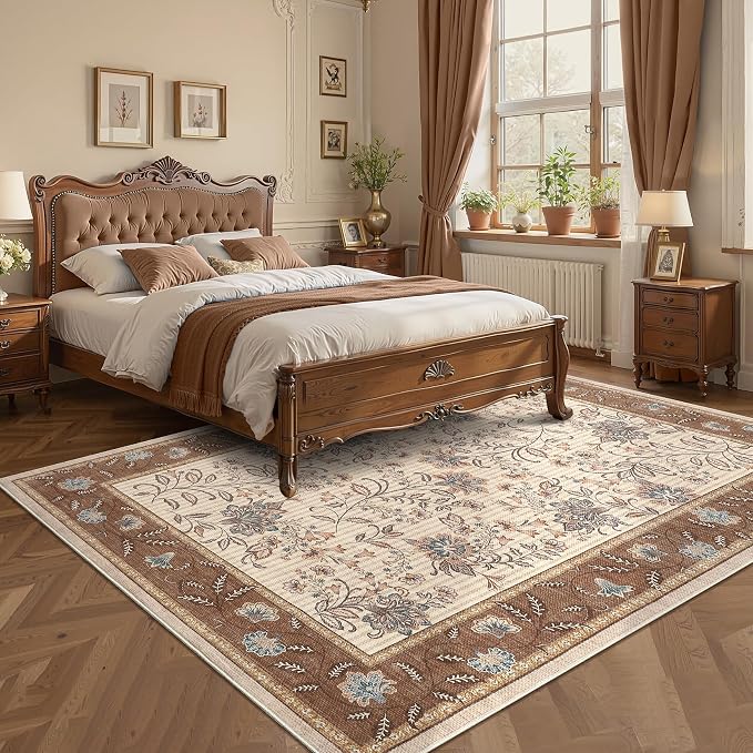 GarveeHome 9x12 Brown Washable Large Area Rug Living Room Rug Non Slip | Soft - Image 2