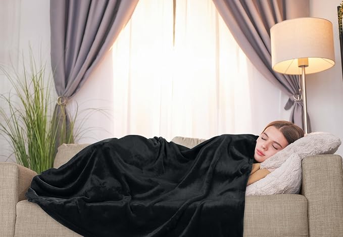 Utopia Bedding Ultra Soft Fleece Bed Blanket Twin Size Black | Microfiber Plush - Image 8