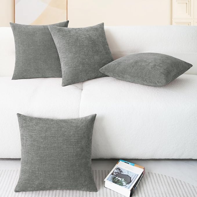 CaliTime Decorative Couch Throw Pillow Covers 18 X 18 Inches Medium Grey | Pack - Image 6