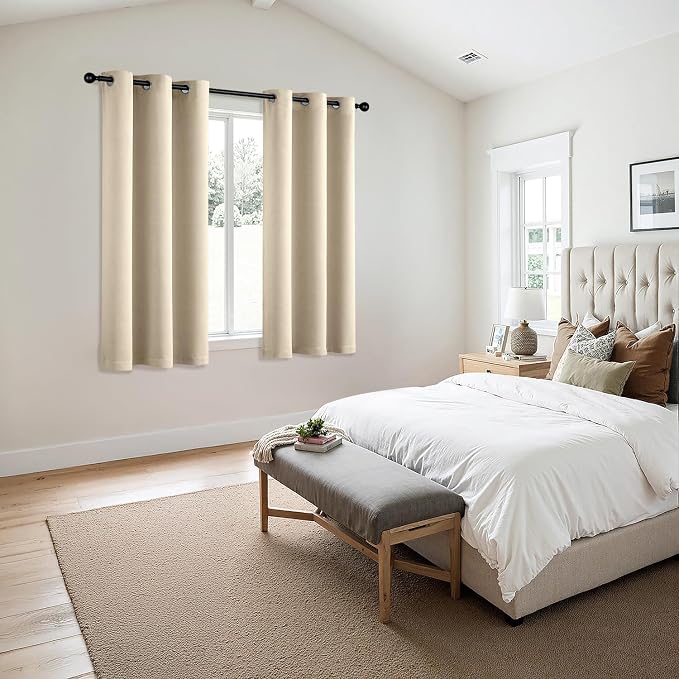 MIULEE Blackout Curtains for Bedroom 2 Panels 34 x 54 Inch Long Cream Beige | - Image 6