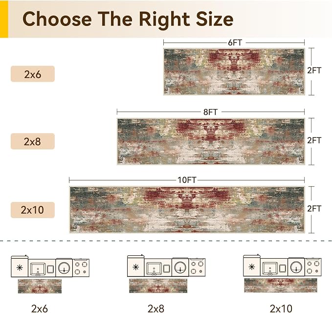 RELEANY Washable Runner 2'x8' Abstract Area Rug - Image 2