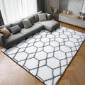 5x7 Area Rugs for Living Room Bedroom, Fluffy White and Grey Geometric Rug | by ONASAR