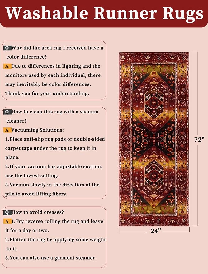 SERISSA 2x6 Washable Non Slip Boho Runner Rug - Image 6