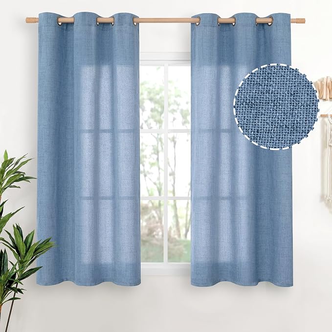 YoungsTex Blue Linen Curtains 54 Inches Length by YoungsTex
