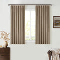 Light Brown Pinch Pleat 100% Blackout Linen Curtains 2 Layers 45 Inch Long | by Twodrapes