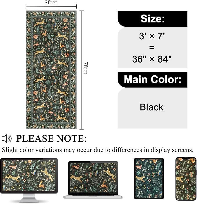 DUKINO 3x7 Hallway Runner Rug, Non Slip Animal Kitchen Runner Rug, Low Pile - Image 2