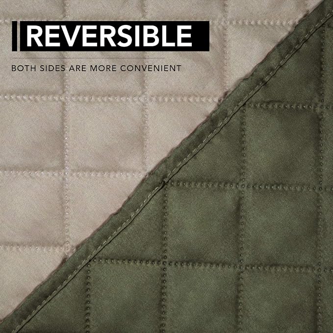 Easy-Going Reversible Couch Cover, Oversized Recliner, Army Green/Beige | - Image 5