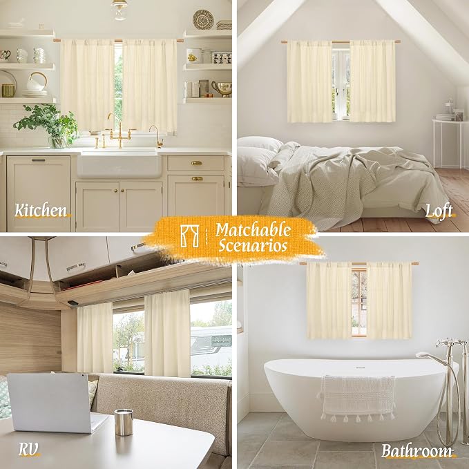 Light Filtering Beige Linen Curtains - Image 6