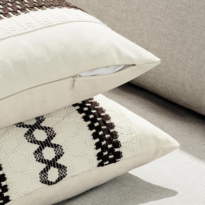 MIULEE Set of 2 Dark Brown Boho Decorative Pillow Covers 20x20 Inch | Fall - Image 5