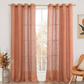 Linen Sheer Curtains 95 inch for Living Room, Soft Thick Light Filtering Boho by LAMIT