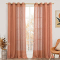 Terracotta Linen Curtains 84 Inch Length 2 Panels by LAMIT