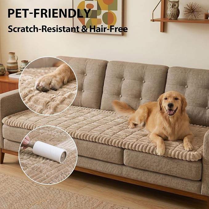 Fixwal Waterproof Flannel Dog Couch Cover, 27.6" x 88", Coffee | Integrated TPU - Image 6