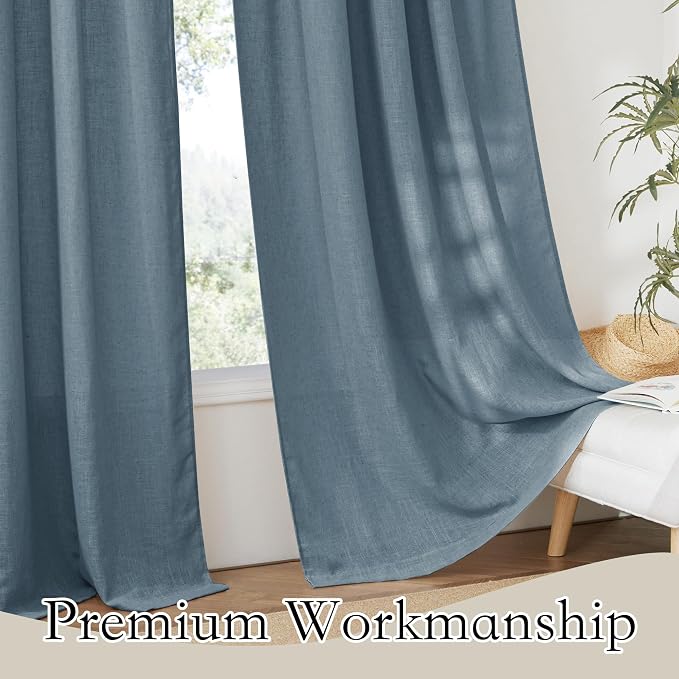 RYB HOME Linen Semi Sheer Curtains - Image 5