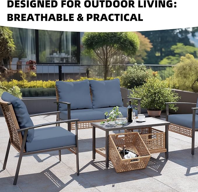 8Pcs Outdoor Cushion Covers, Elastic Patio Cushion Covers | Washable, - Image 4