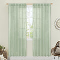 Fresh Green Linen Curtains for Living Room Bedroom 2 Panels | 80 Inch Faux by LAMIT