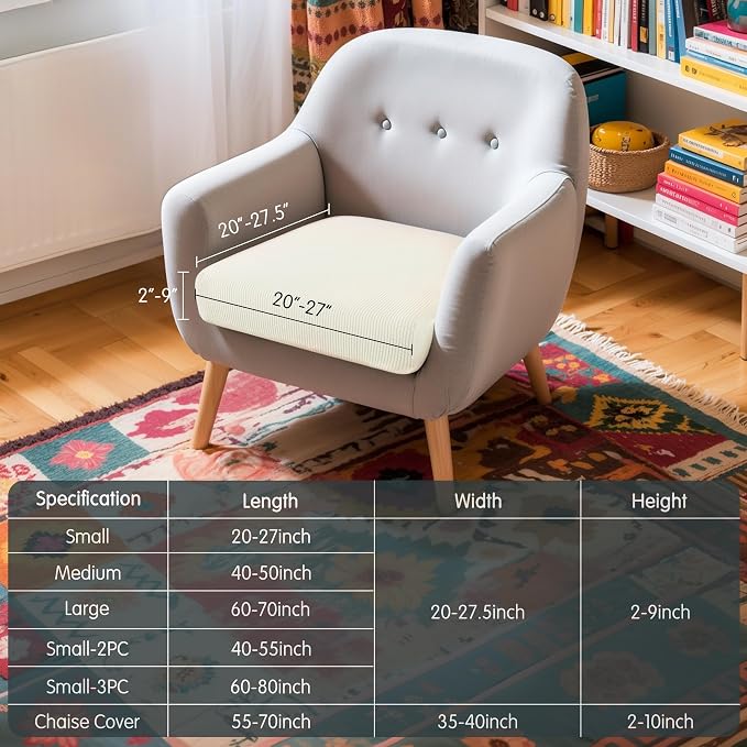 Hokway Couch Cushion Slipcovers Small Stretch Reversible Cushion Protector - Image 2