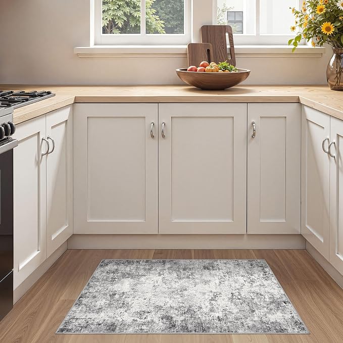 UERMEI 2x3 Entryway Area Rug: Washable Neutral Modern Abstract Small Rug - Image 4