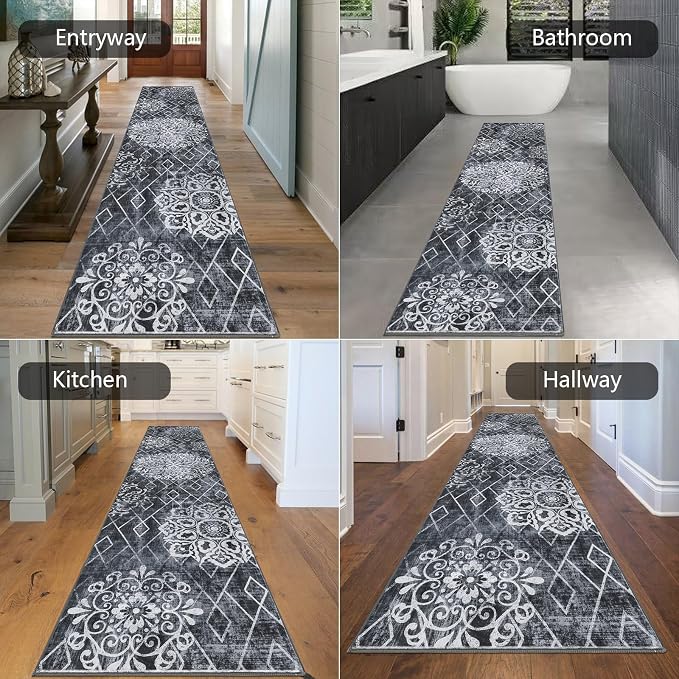 HEBE Hallway Runner Rug 2'8''x12', Washable Non Slip Kitchen Rug Runner | Soft - Image 6