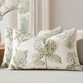 Set of 2 Lumbar Floral Pillow Covers 12x20 Inch Light Green | Decorative by SWANCOCO