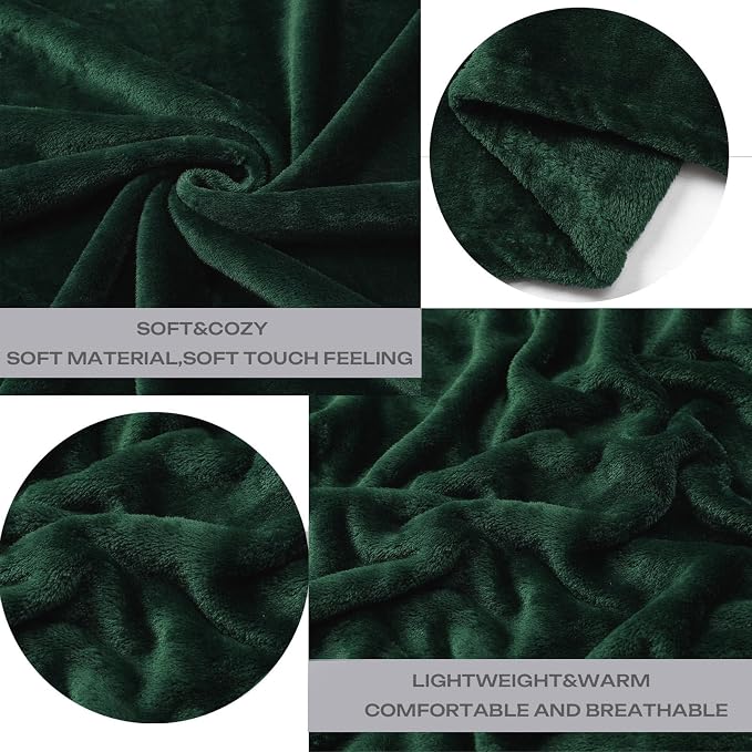 Forest Green Fleece Plush Throw Blanket 108"x90"for Couch Fuzzy Cozy | Super - Image 4