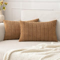MIULEE Lumbar Corduroy Decorative Throw Pillow Covers 12x20 Brown Pack of 2 | by MIULEE