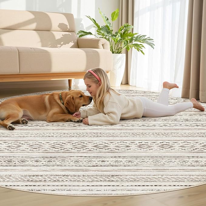 cotiled 8x8 Round Rug 8ft Circle Living Room Boho Area Rugs | Solve Modern - Image 5