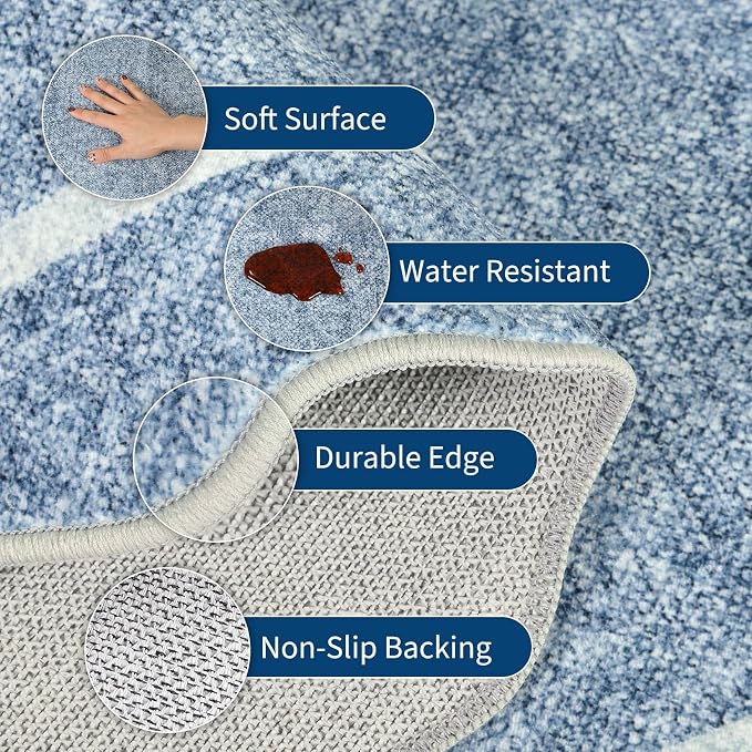 GarveeHome Scalloped Round Area Rugs, Washable Small Round Rug 3ft Non-Slip | - Image 4