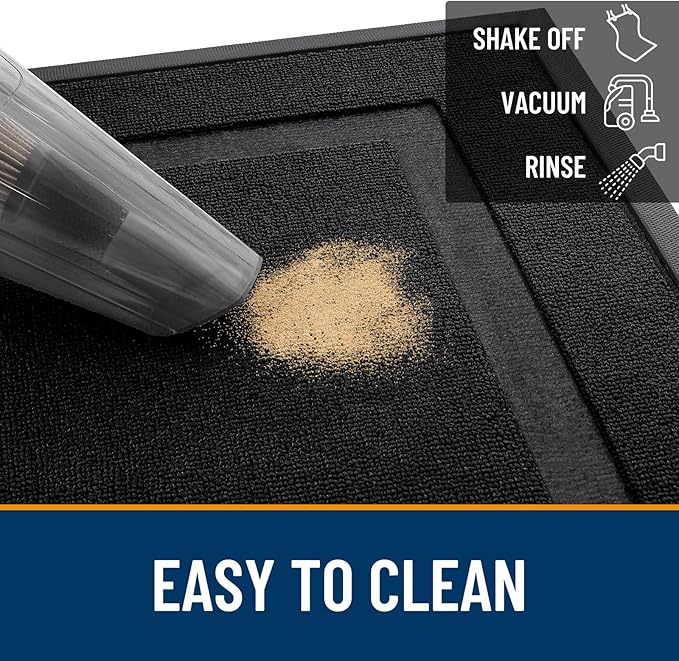 OLANLY Front Door Mat Outside 47x32, All-Season Heavy-Duty Rubber Doormat | Jet - Image 5