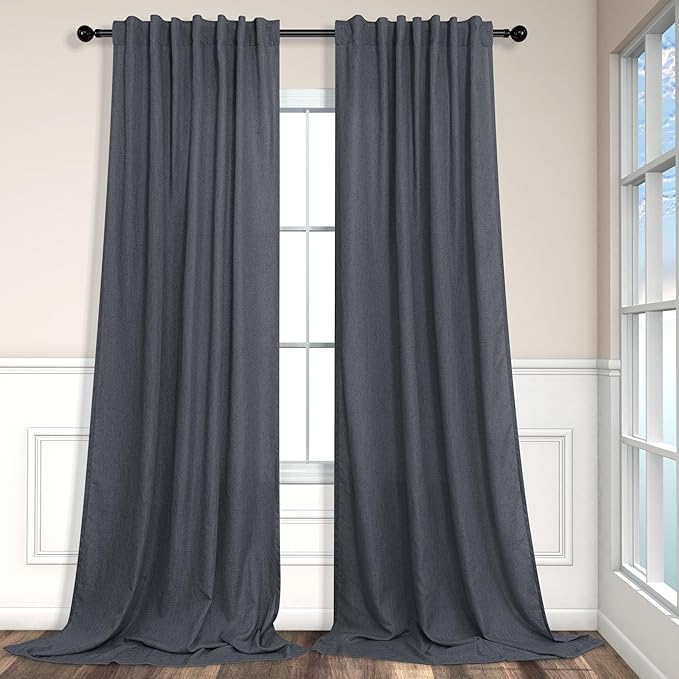 Dark Grey Curtains 84 Inch Length 2 Panels Set by Pitalk