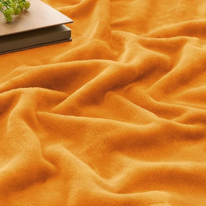 BEDELITE Fleece Blanket Soft Fall King Bed Blanket Burnt Orange 108"x90" | - Image 4