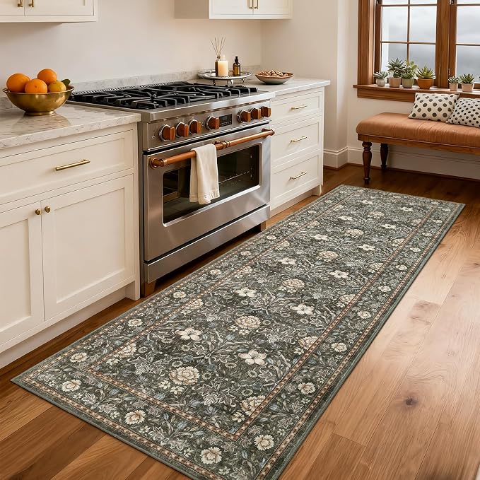 GarveeHome Washable Runner Rug 2x6, Non Slip Floral Kitchen Runner - Image 2