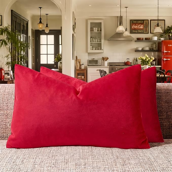 GIGIZAZA Red Pillow Covers 12x20 Decorative Pillows Pack of 2 | Lumbar Throw by GIGIZAZAFocusingonhomedecoration