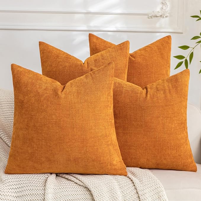 Set of 4 Soft Textured Decorative Throw Pillow Covers 18x18 Inch Cozy Farmhouse by Cozoomy