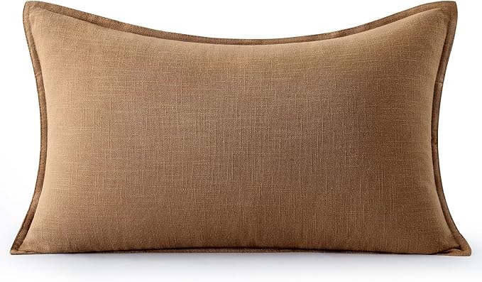 MIULEE Decorative Linen Lumbar Pillow Cover 12x20 Inch Brown | Fall Autumn Boho - Image 7