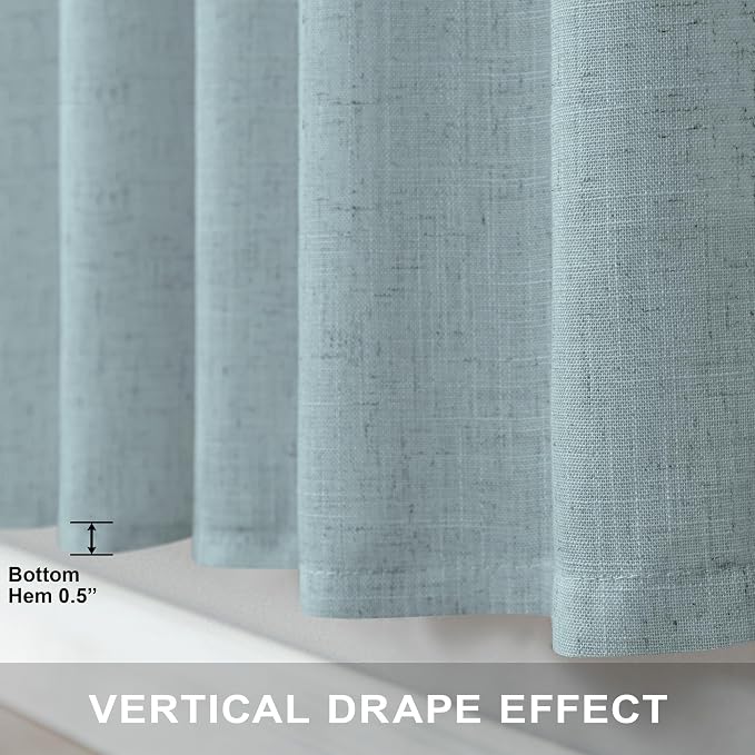 Seafoam Curtains 38 Inch Wide for Small Window 2 Panels Back Tab Rod Pocket - Image 8