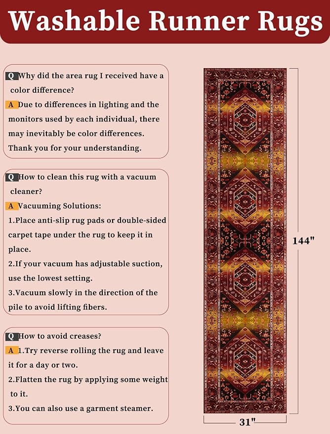 SERISSA 2'6"x12' Washable Non Slip Boho Runner Rug - Image 6