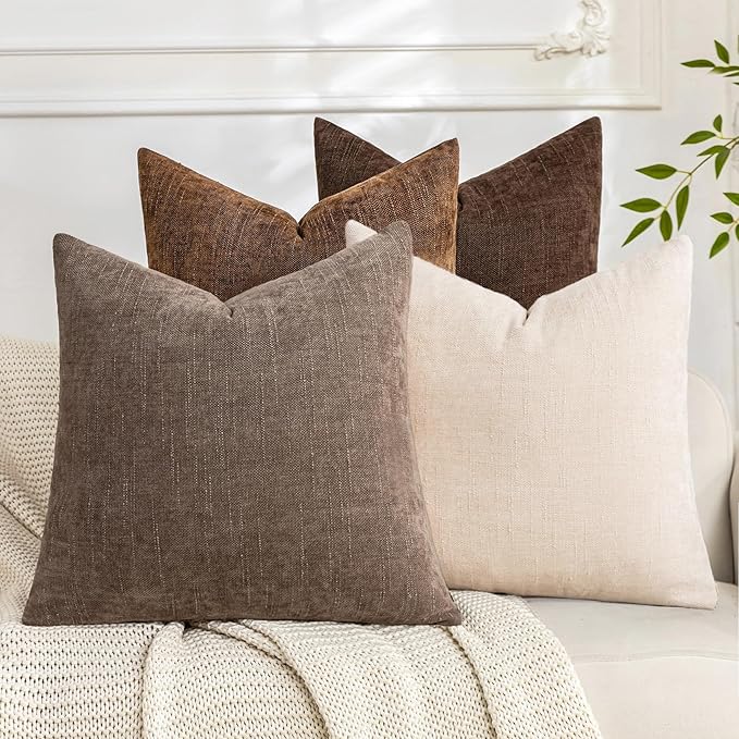 Set of 4 Soft Textured Decorative Throw Pillow Covers 22x22 Inch Cozy Farmhouse by Cozoomy