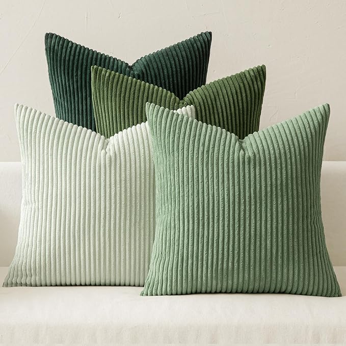 MIULEE Soft Corduroy Decorative Throw Pillow Covers Forest Green 18x18 | Set of by MIULEE