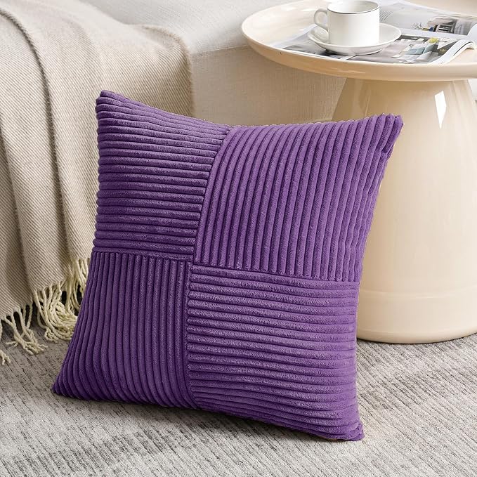 Fancy Homi 2 Packs Purple Decorative Throw Pillow Covers 18x18 Inch - Image 2