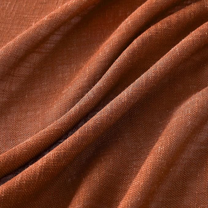 MIULEE Burnt Orange Fall Linen Curtains - Image 4