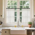 Natural Cream Linen Cafe Curtains 24 Inch Length Pinch Pleated 2 Panels Set | by Twodrapes
