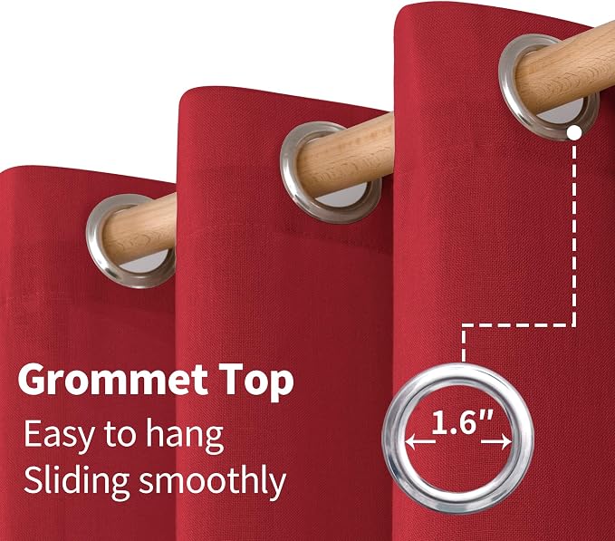 YoungsTex Red Linen Curtains 63 Inch Length - Image 6